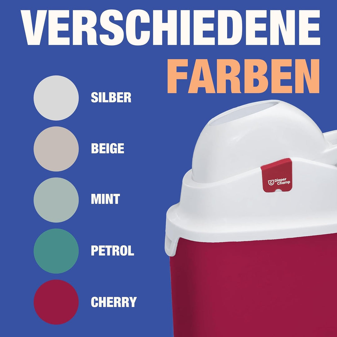 Geruchsdichter Windeleimer Diaper Champ ONE - funktioniert mit normalen herkömmlichen Tüten/Müllbeut