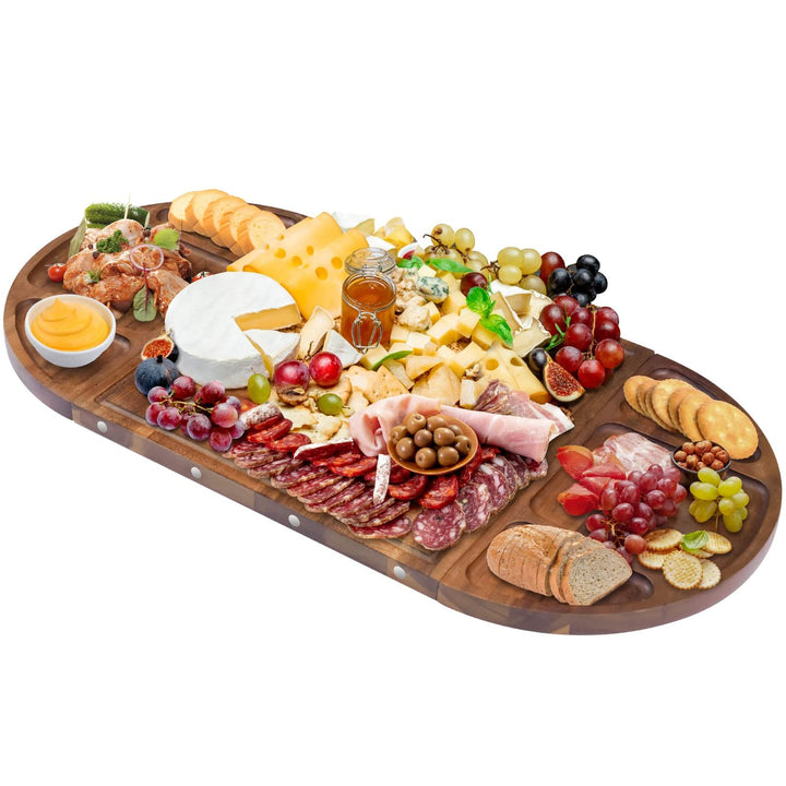 YUANQIAN Magnetisches Akazienholz-Charcuterie-Brett, gross, 66 cm x 33 cm, Käsebrett, Splice-Servier