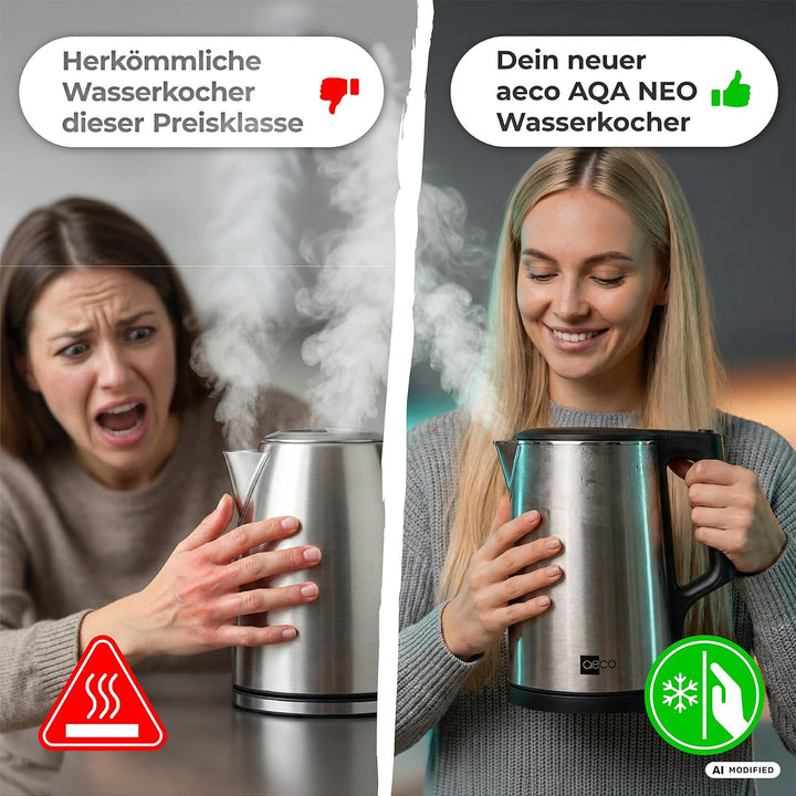 aeco AQA NEO elektrischer Wasserkocher Edelstahl Tee-Kocher Teebereiter electric kettle tea-maker bo