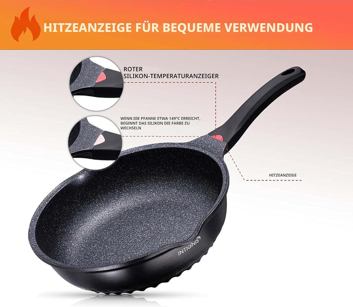 INTIGNIS Premium-Bratpfanne mit Deckel, Kratzfest, 28 cm, Extra Tief, Kompatibel mit allen Herdarten