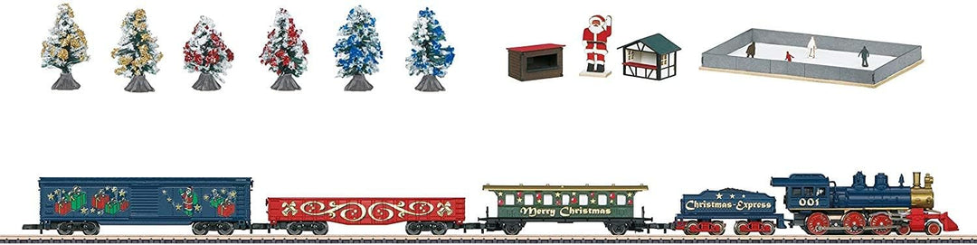 Märklin 81845 - Spur Z Weihnachtsstartpackung mit Dampflok, Wagen und Mini-Weihnachtsmarkt, ab 15 Ja