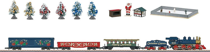 Märklin 81845 - Spur Z Weihnachtsstartpackung mit Dampflok, Wagen und Mini-Weihnachtsmarkt, ab 15 Ja