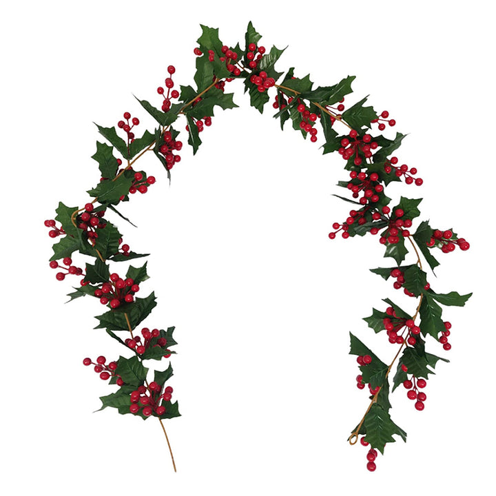 TIAVNTD Weihnachtsgirlande,rote Beerengirlande,170 cm,künstliche Stechpalme und Beeren,Weihnachtsgir