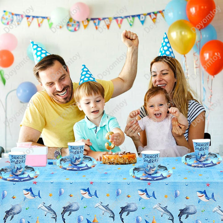 Doyomtoy Ozean Geburtstag Deko Hai Partygeschirr Ozean Party Set Geburtstagsteller Tassen Servietten