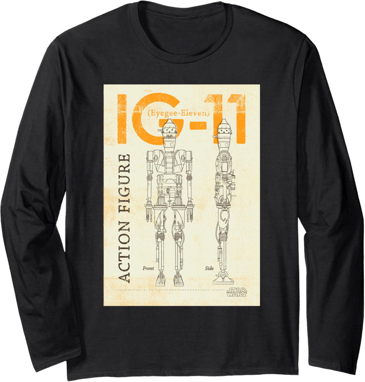 Star Wars The Mandalorian IG-11 Droid Diagram Langarmshirt