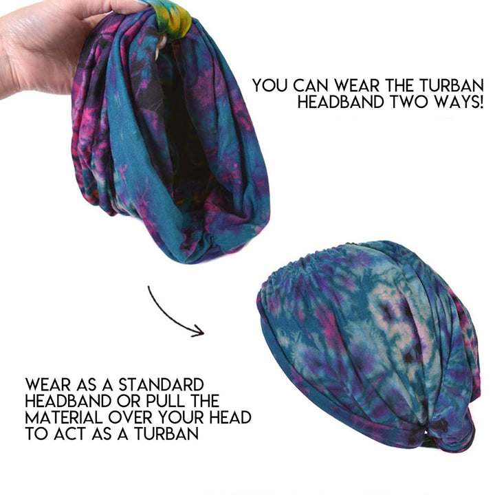 CHARM Tie Dye Stirnband Hippie Mode Elastisch Kopf Wickeln Abdeckung 60'S 70'S Retro Bandana Psyched