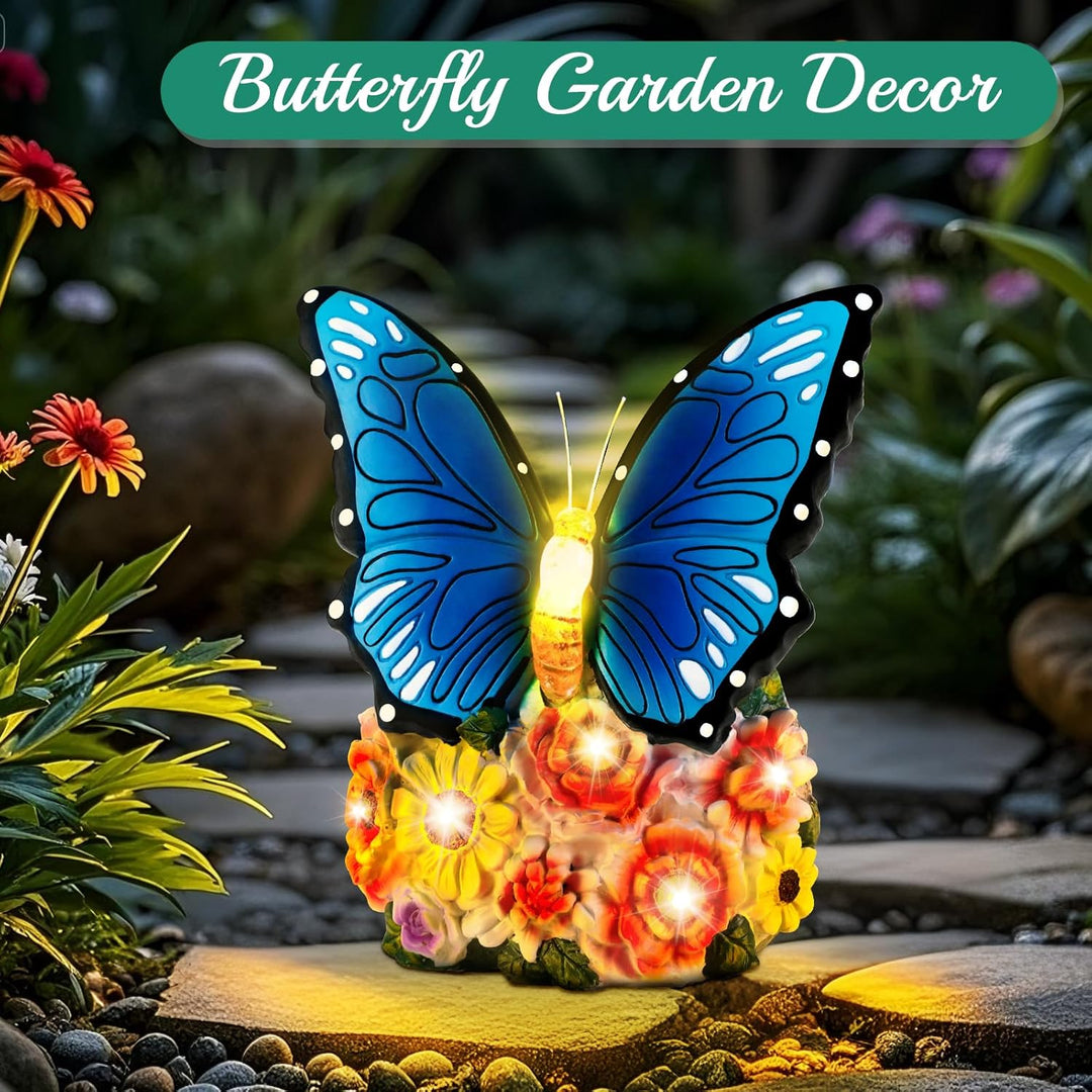 Linkax Geschenke für Frauen Mama Oma, Solar Gartenfiguren Schmetterling Gartendeko für Draussen, mit