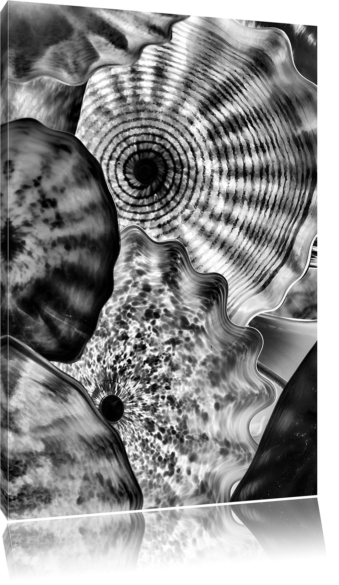 Monocrome, bunte Quallen, Format: 100x70 auf Leinwand, XXL riesige Bilder fertig gerahmt mit Keilrah