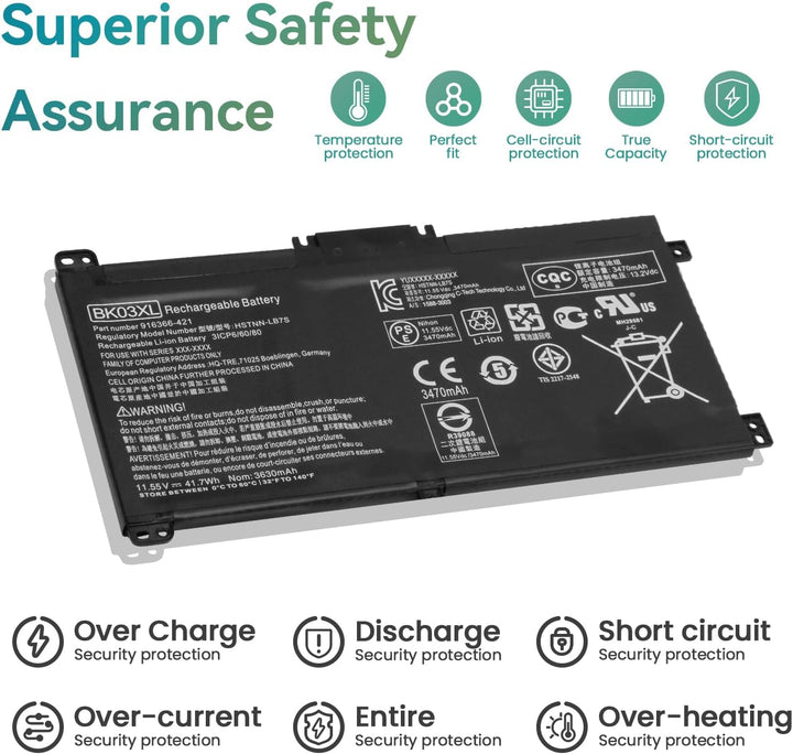 K KYUER BK03XL Laptop Akku für HP Pavilion X360 14-ba0xx 14-ba1xx 14-ba2xx 14-ba006ng 14-ba011ng ba0