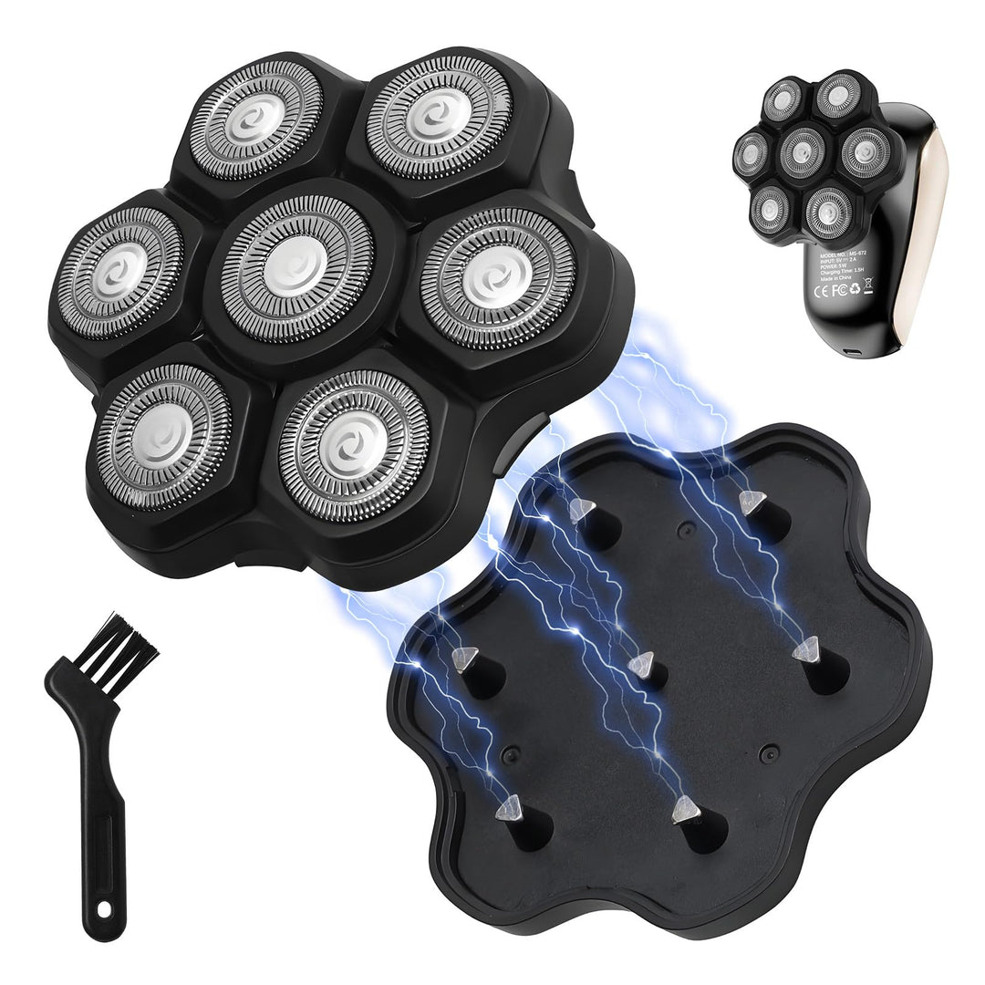 7D Magnetischer Rasierkopf für Universal Kopfrasierer Herren Wasserdichter Ersatzrasierkopf mit, gla
