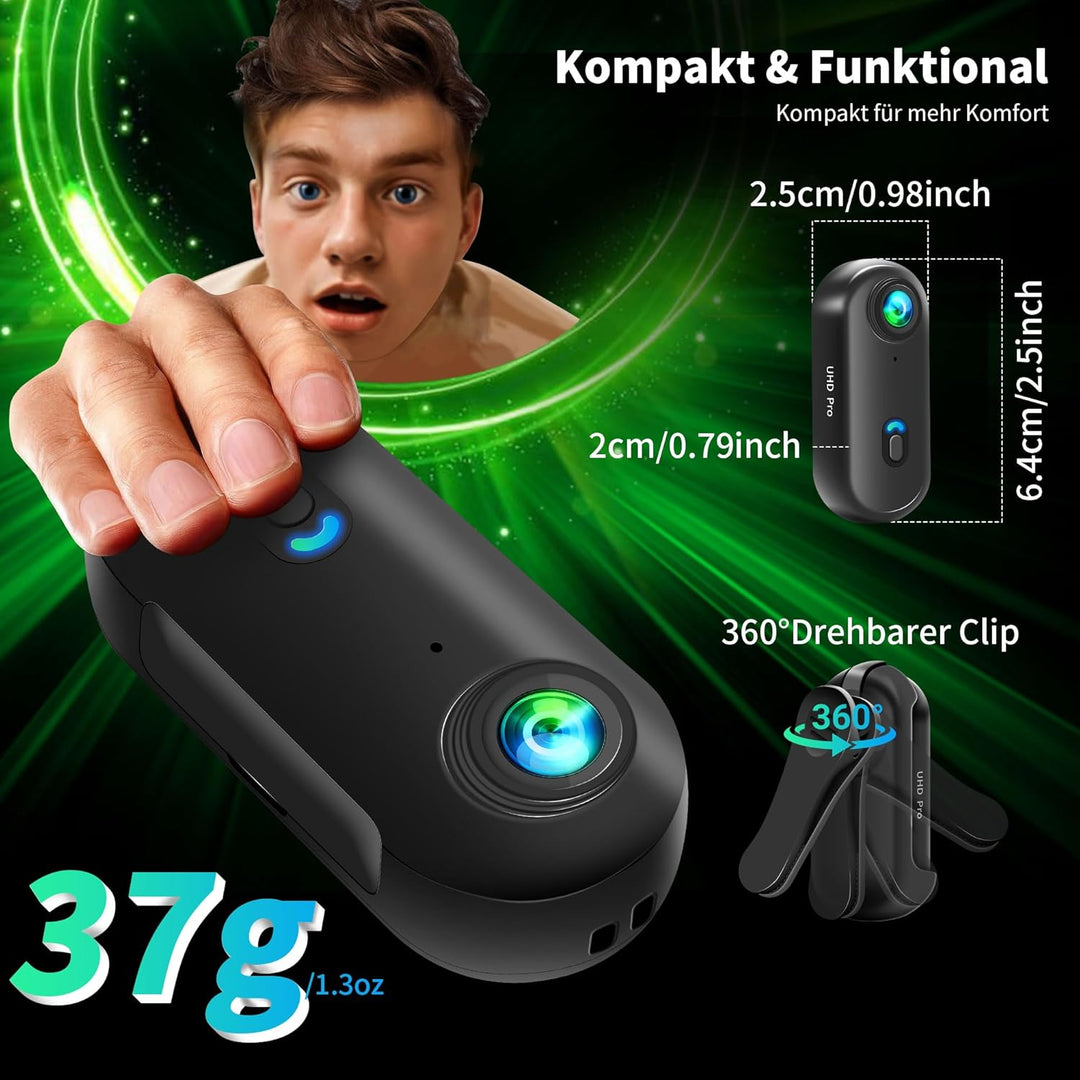 Action Cam 4K WiFi, Actionkamera mit App, Motorrad Helmkamera für Extremsport, Bodycam Körperkamera,