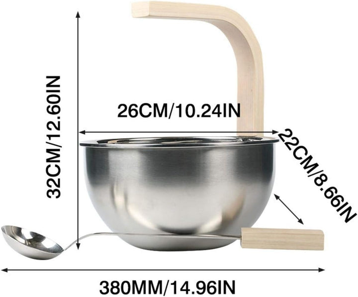 Chuanfeng Sauna Eimer Mit Kelle Edelstahl 4L Saunakübel Hochwertiges Sauna Zubehör Saunaeimer Set