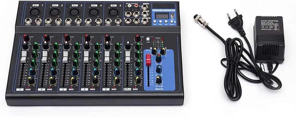 Bluetooth Audio Mixer 7 Kanal Live Studio Audio Mixer USB DJ Console Amplifier Mischkonsole 6 Musikm