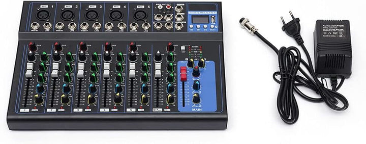 Bluetooth Audio Mixer 7 Kanal Live Studio Audio Mixer USB DJ Console Amplifier Mischkonsole 6 Musikm