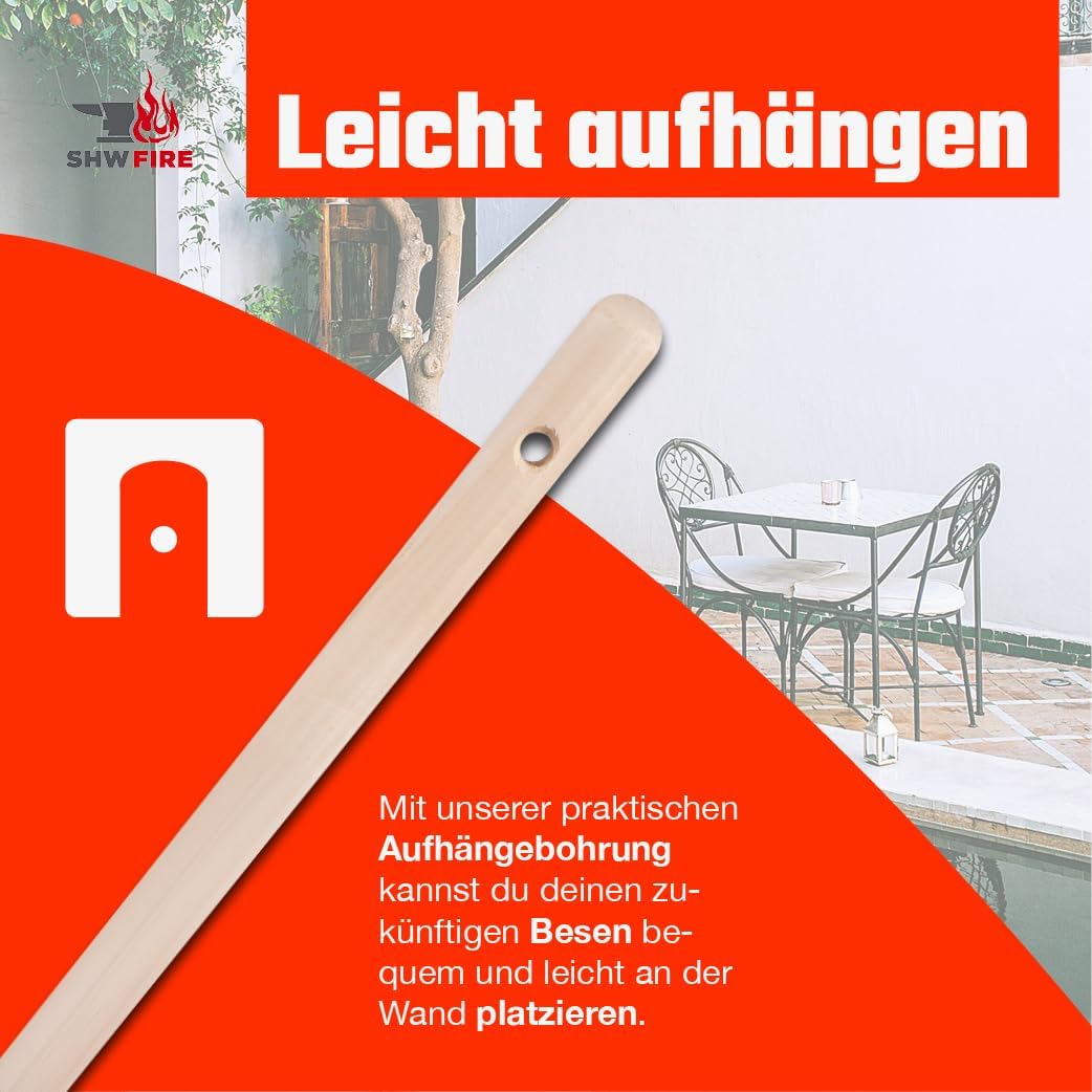 16-Zinken Gartenrechen mit 42 cm Rechenbreite – robuster Stahlrechen mit 150 cm Espenholzstiel, idea