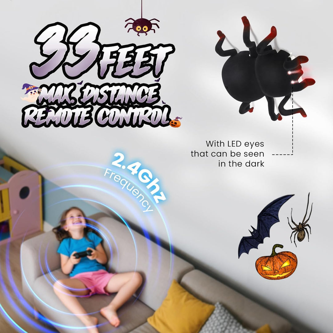 RC Spinne Ferngesteuert - Klettert an Wänden & Decken Wiederaufladbar mit LED-Augen - Roboter-Spinne