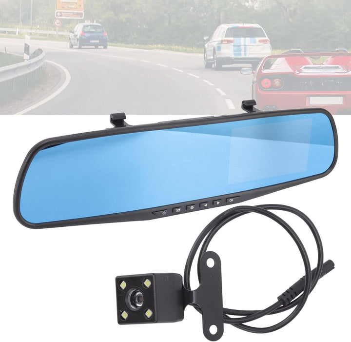 Spiegel-Dashcam für Auto, 4,3-Zoll-Rückspiegelkamera, LCD-Vollbild, 1080p-Loop-Aufzeichnung, Rückfah