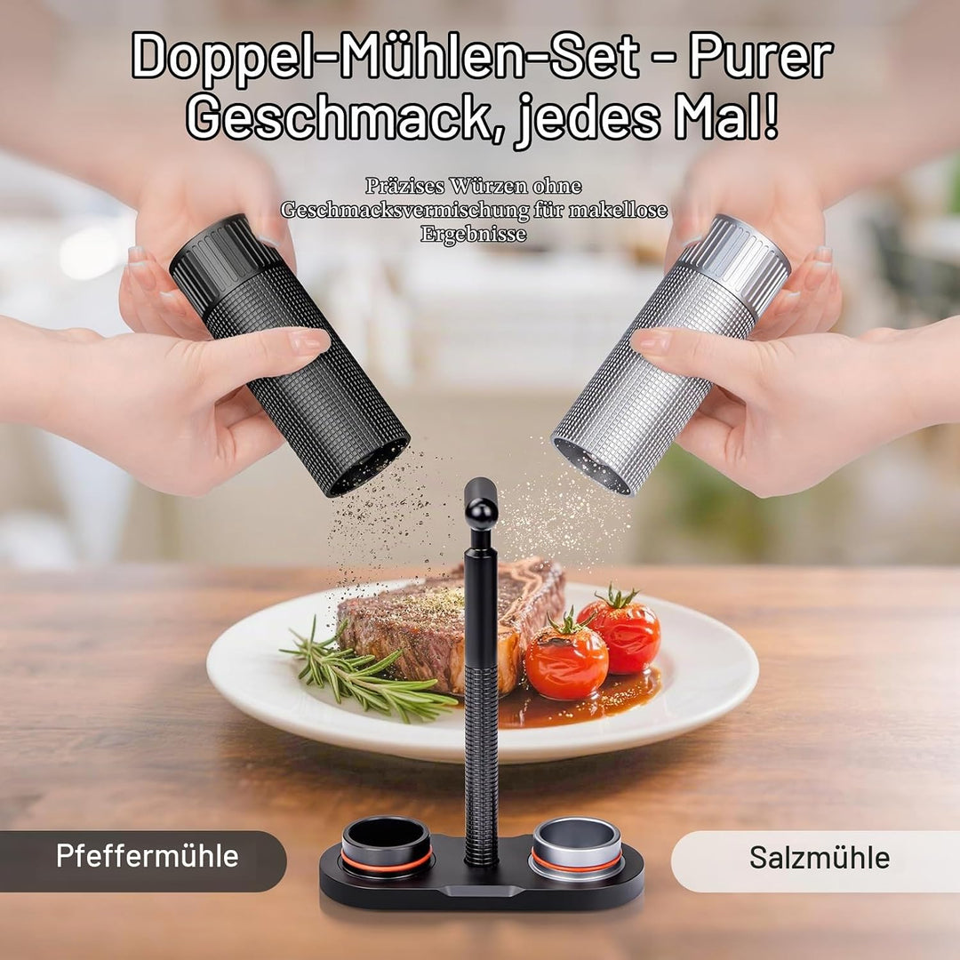 Luvan Professionelles Salz und Pfeffermühle,Robuste Manuelle Pfeffer Salz Mühlenset aus Aluminiumleg
