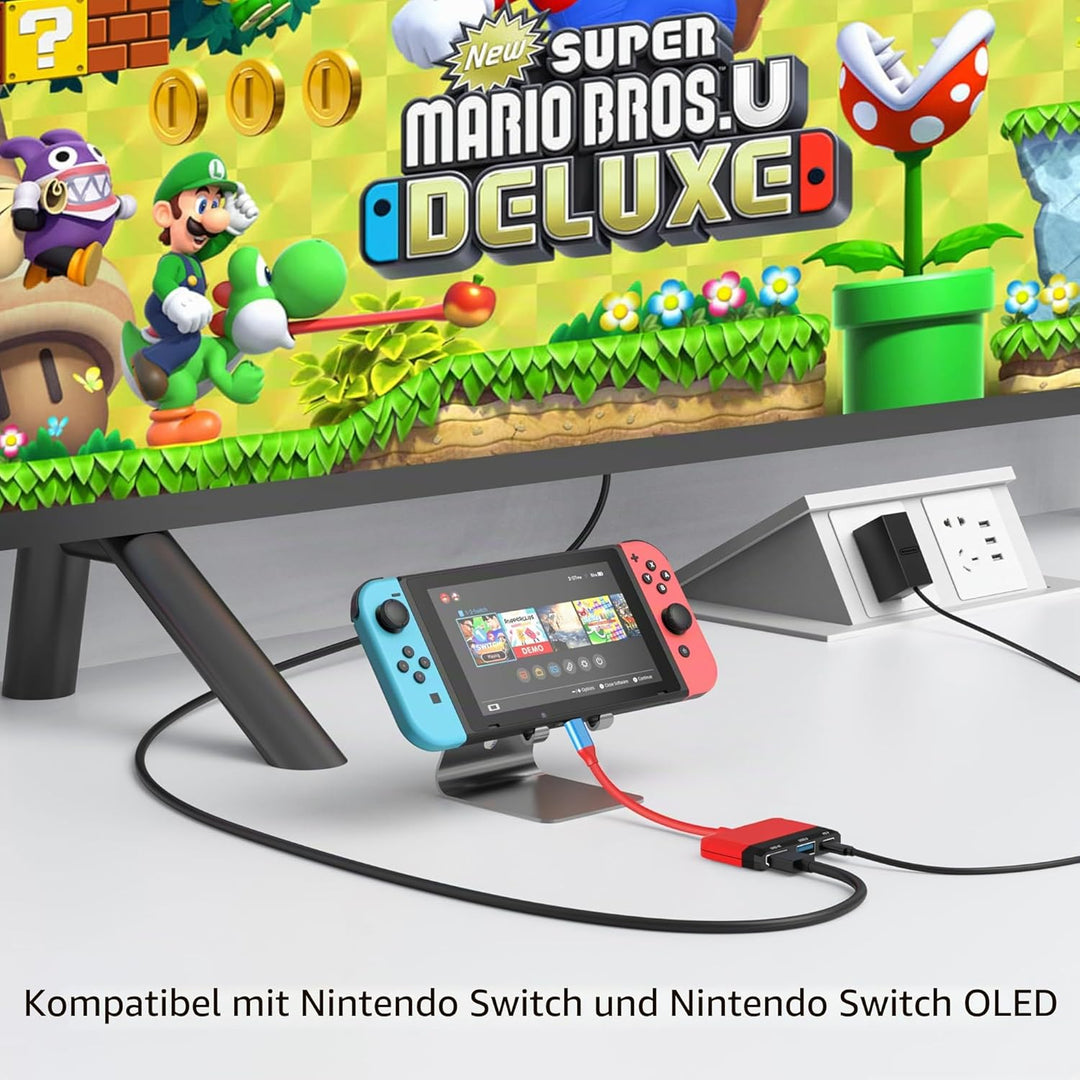 Switch Dock für Nintendo Switch/OLED Switch, 3-in-1 Mini Switch TV Dock mit 4K HDMI USB 3.0 Port USB