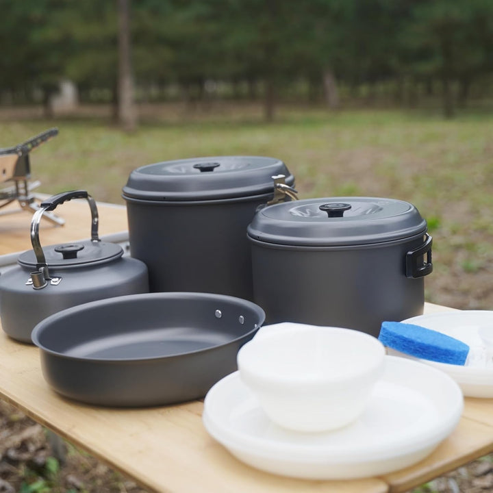 Bulin Camping Kochgeschirr Set Tragbar Outdoor Geschirr Set Aluminium Faltbare Camping Topf Kochtopf