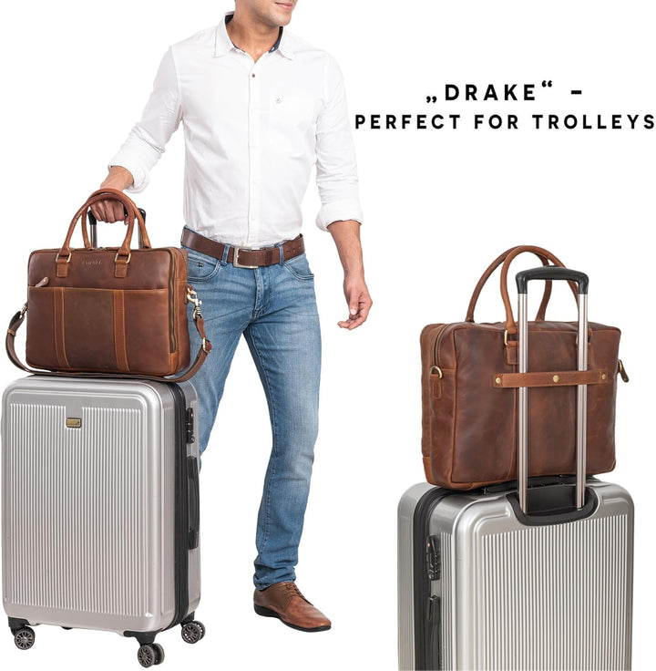 STILORD Drake Businesstasche Leder Gross Vintage Aktentasche XL Ledertasche Laptoptasche für Arbeit