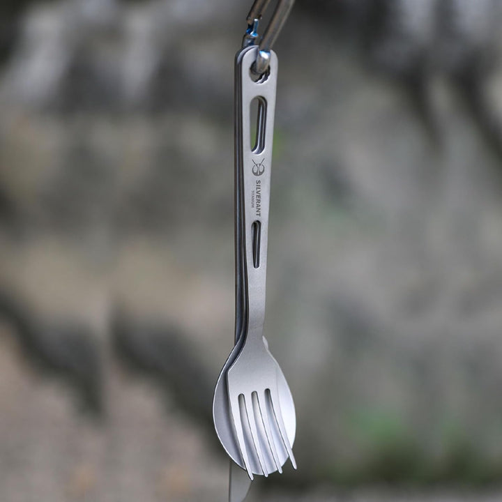 SILVERANT Titan-Besteckset, leichtes Camping-Utensilien-Set, inklusive wiederverwendbarem Messer, Ga
