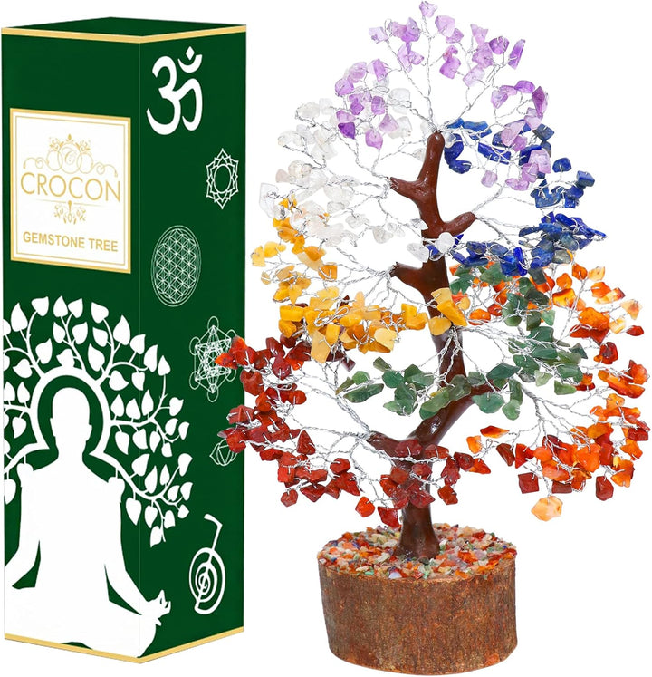 7 Chakra Tree of Life - Crystal Tree for Positive Energy, Feng Shui Decor - Handmade Gemstone Tree,