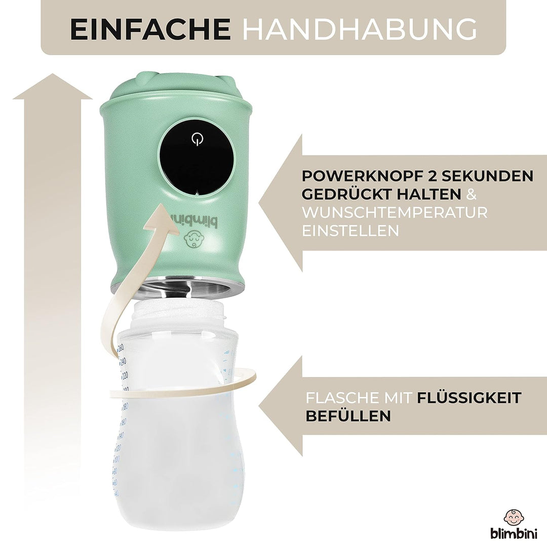 blimbini® Pro | All-In-One Baby Flaschenwärmer für unterwegs mit Akku - to go mit USB, ideal zum Rei