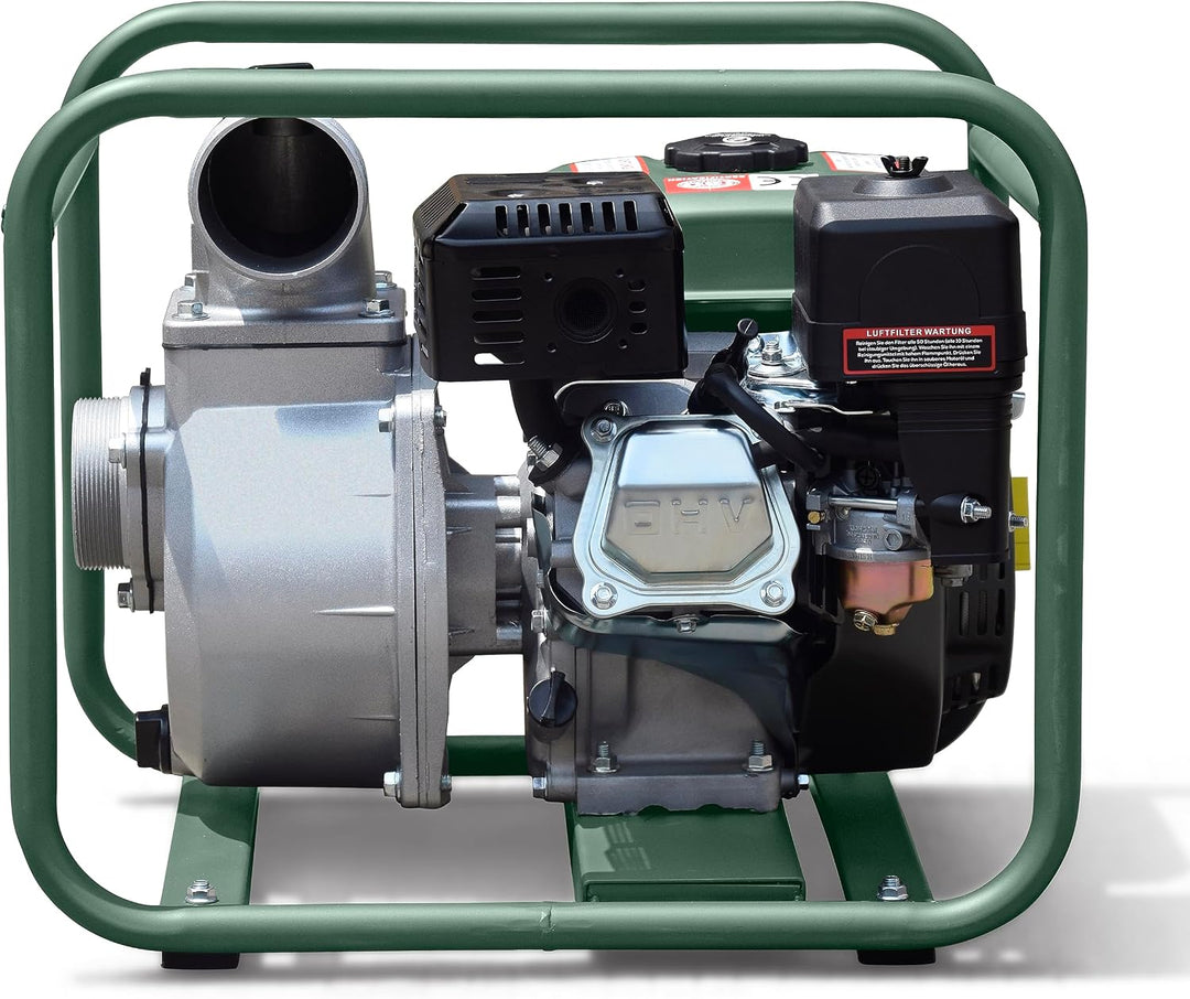DeTec 3" Benzin Wasserpumpe Gartenpumpe (60.000 L/h, 28 Meter Förderhöhe, 3 Zoll Anschluss, 7 Meter