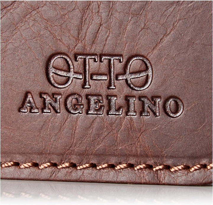 Otto Angelino Echtes Leder Ultra Slim Bifold Karte und Bargeld Geldbörse – Unisex Braun, Braun