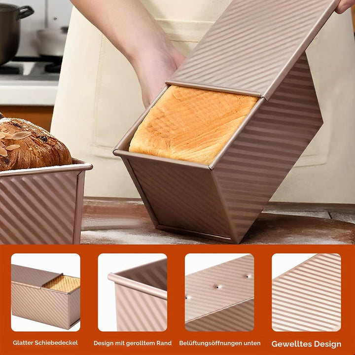 2 Stück Brotbackform mit Deckel, Toastbrot Backform mit Deckel, 450g (1lb) Antihaft Brotform Kastenf