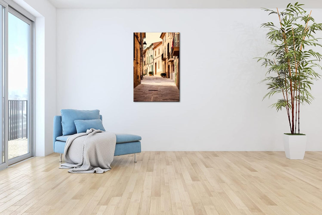 Fussweg in der Altstadt Format: 100x70 cm als Leinwandbild, Motiv fertig gerahmt auf Echtholzrahmen,