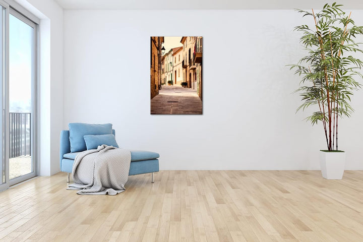 Fussweg in der Altstadt Format: 100x70 cm als Leinwandbild, Motiv fertig gerahmt auf Echtholzrahmen,