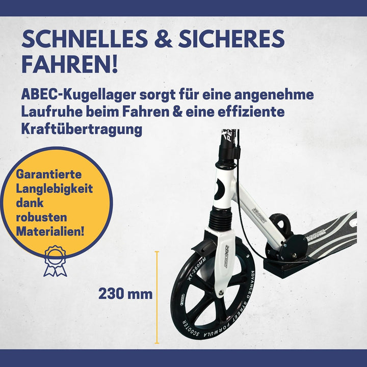 Best Sporting Scooter Erwachsene und Kinder I klappbarer Roller mit Ständer, Handbremse, Klingel und