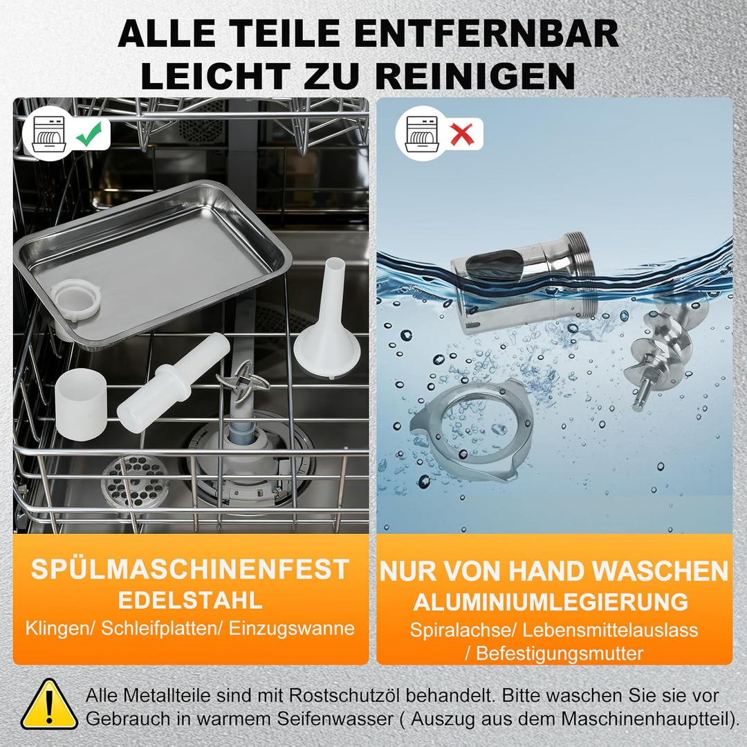 Anatole Fleischwolf Elektrisch Profi Hackfleisch Maschine 1300W Edelstahl Multi Wurstmaschine mit 4/