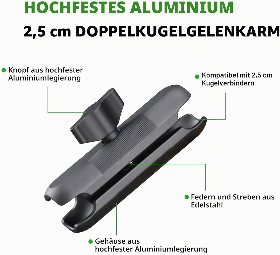 FANAUE Doppelbuchsenarm kompatibel mit RAM Mounts Type B 1" Ball Assembly und Motorrad-Handyhalterun