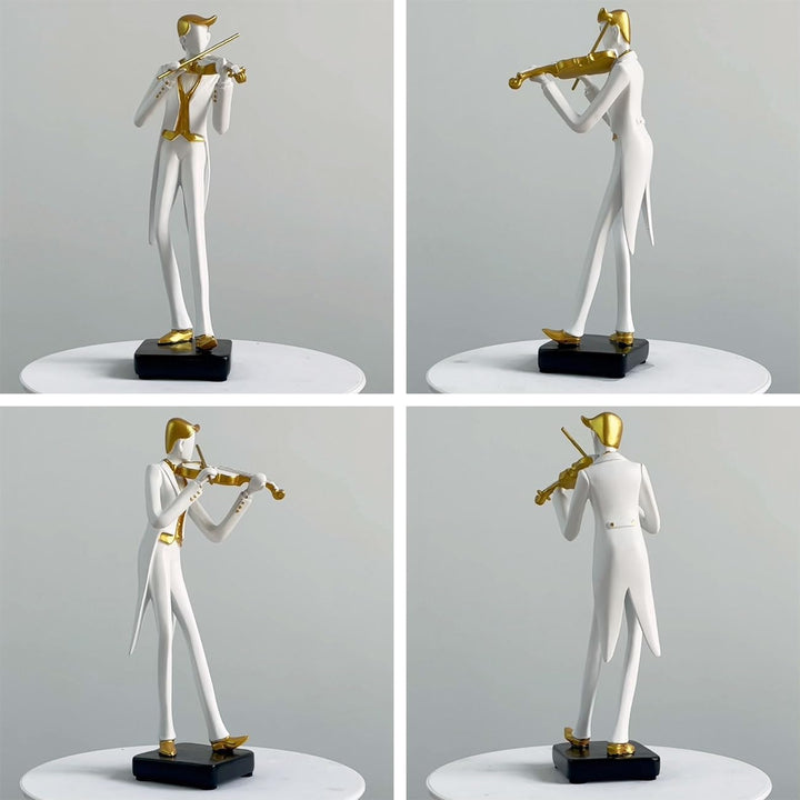 Amoy-Art Musik Figuren Skulptur Modern Dekor Statue Wohnzimmer Kunst Arts Polyresin Geschenk 25cm
