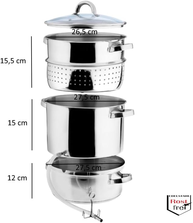 GARDIVO Dampfentsafter 8L &amp; 5L Edelstahl, Fruchtentsafter, Saftmaschine für Obst und Gemüse, Spülmas