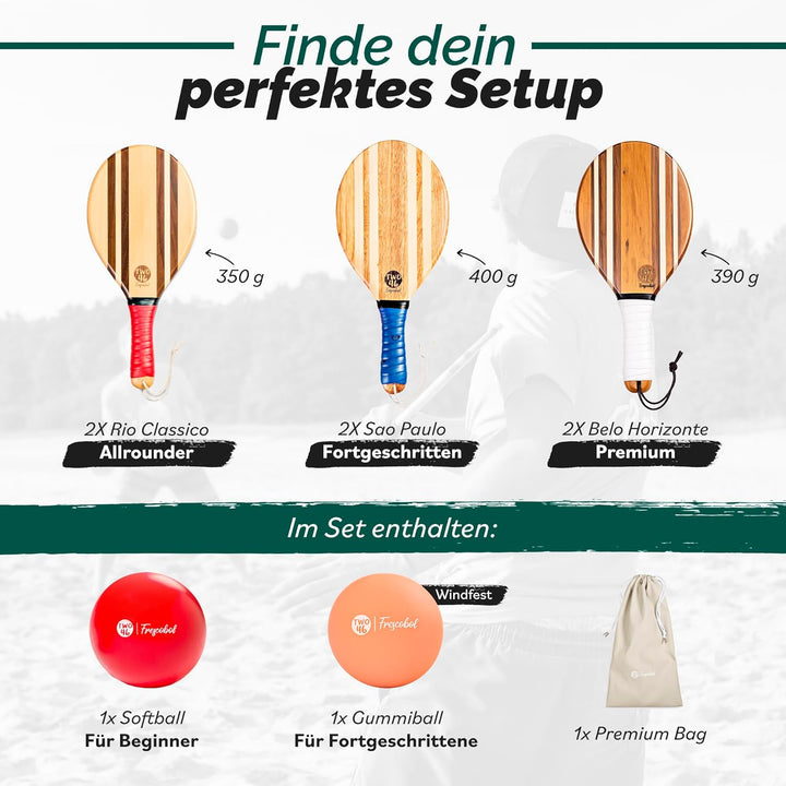 two46 Frescobol - Premium Beachball Set aus Holz | Handgefertigt &amp; Langlebig | TESTSIEGER 2023 | ink