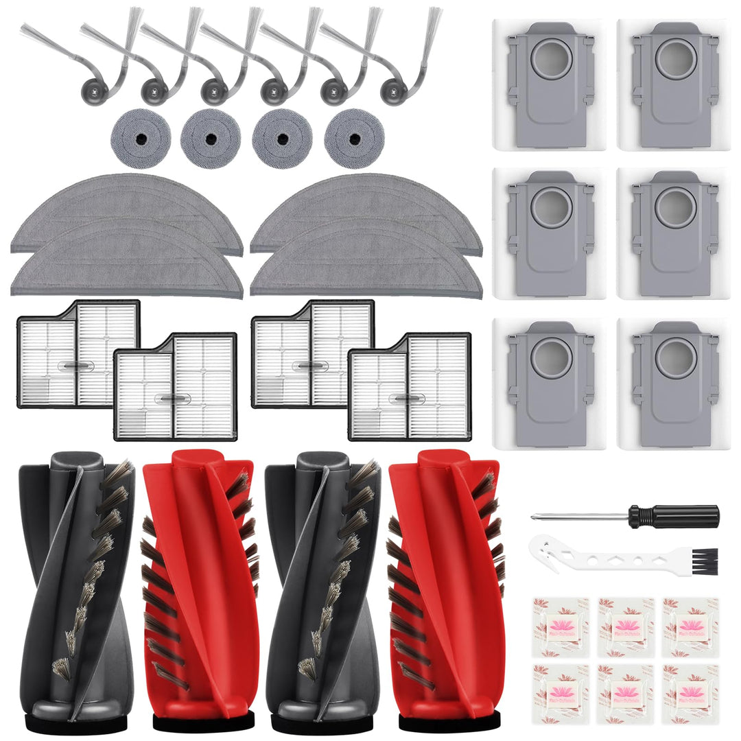 36 Stück Zubehör für Roborock Saros 10 Saugroboter, Ersatzteil Set | 4 Hauptbürsten, 4 Filter, 4 Hal