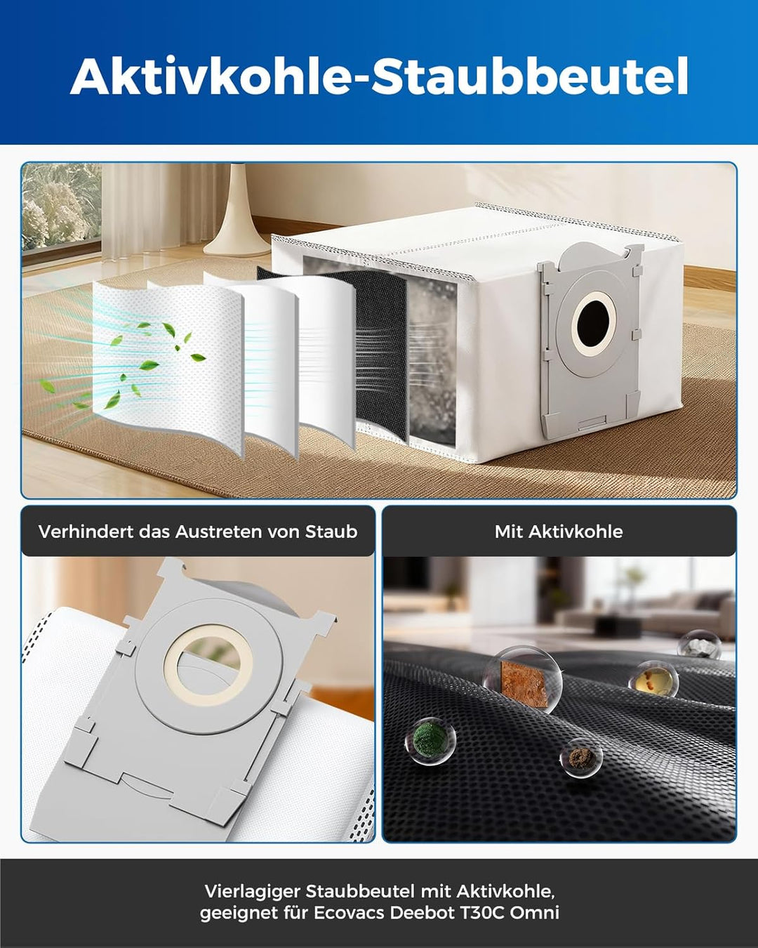 27 Stück Zubehör für Ecovacs Deebot T30C Omni Gen2/T30C Omni Roboterstaubsauger: 1 Hauptbürste, 6 Se