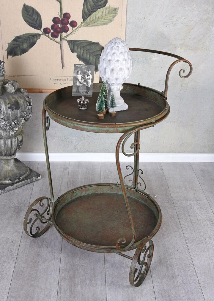 PALAZZO INT SERVIERWAGEN „Maison Provence“ – Barwagen aus Eisen mit Kupfer/Antik-Rost Patina Shabby
