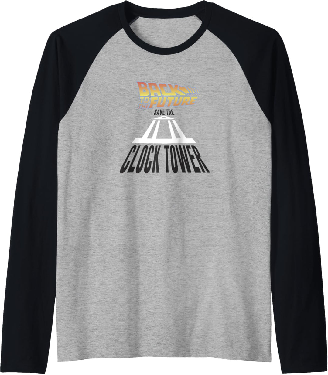 Back To The Future Save The Clock Tower Stretched Logo Raglan