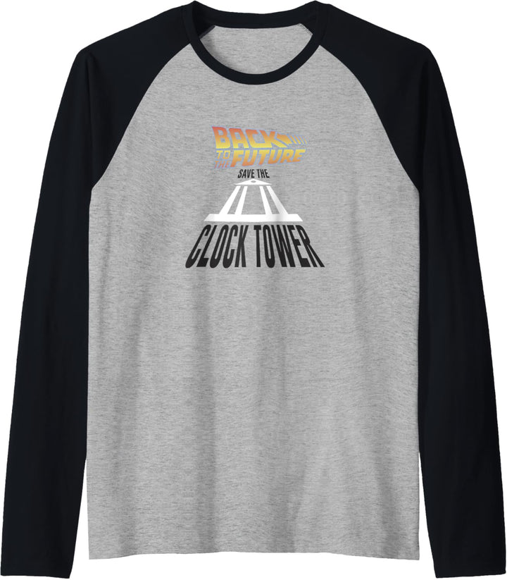 Back To The Future Save The Clock Tower Stretched Logo Raglan