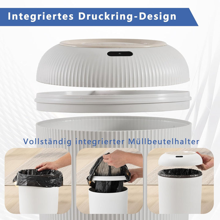 Automatischer Mülleimer mit Sensor 12L - Elektrischer Mülleimer mit Deckel für Küche & Badezimmer -