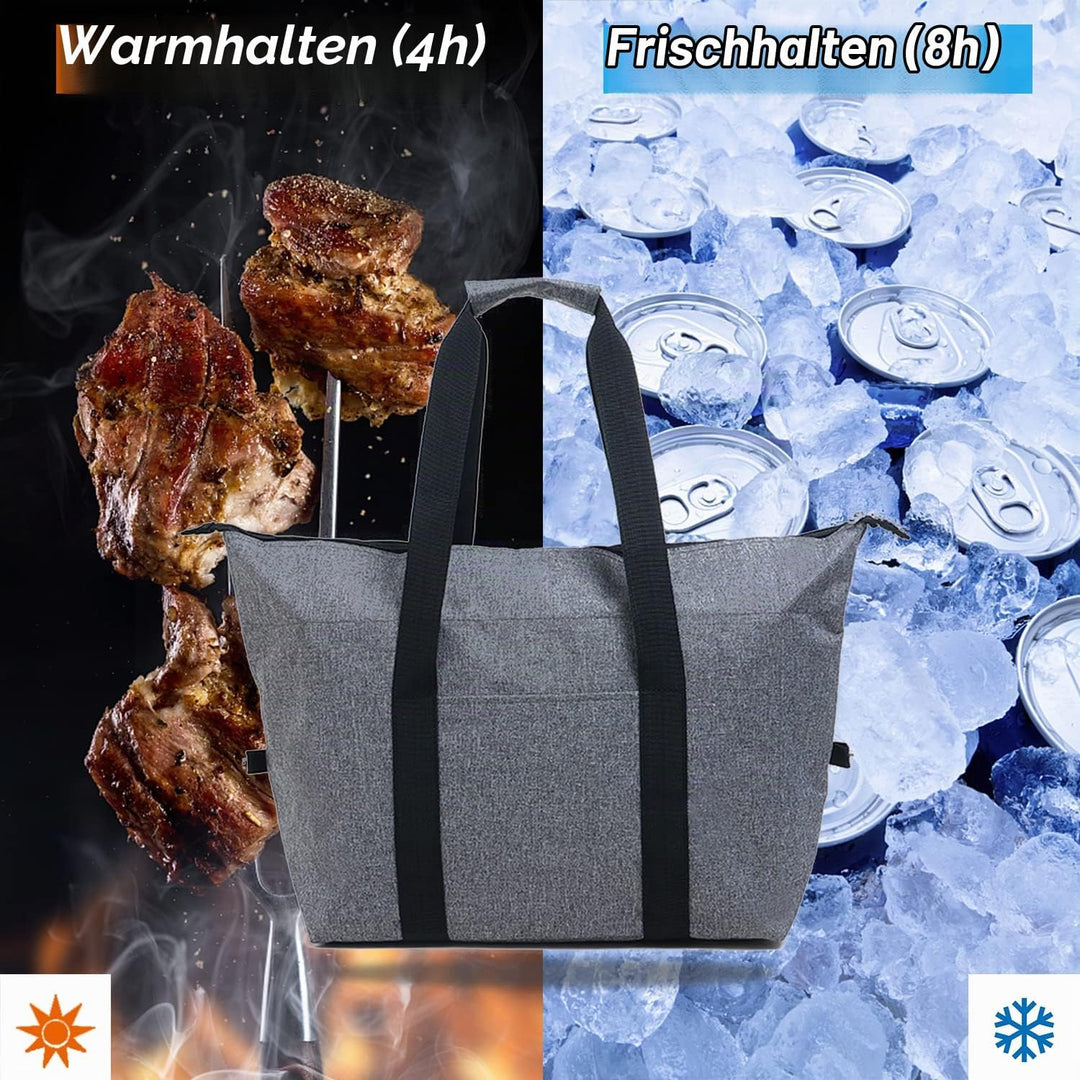 20L Grosse Kühltasche, Picknicktasche, Thermotasche, faltbar, isolierte Lebensmitteltaschen, grosse