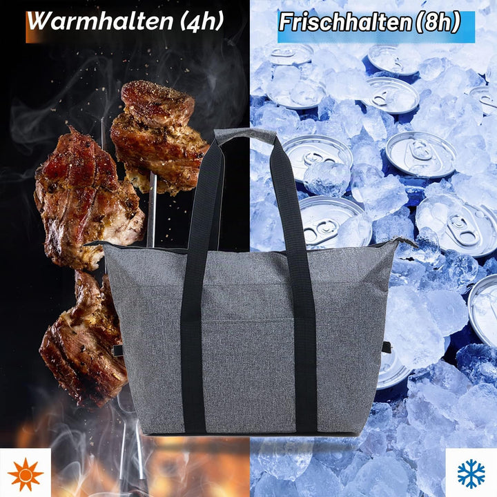 20L Grosse Kühltasche, Picknicktasche, Thermotasche, faltbar, isolierte Lebensmitteltaschen, grosse