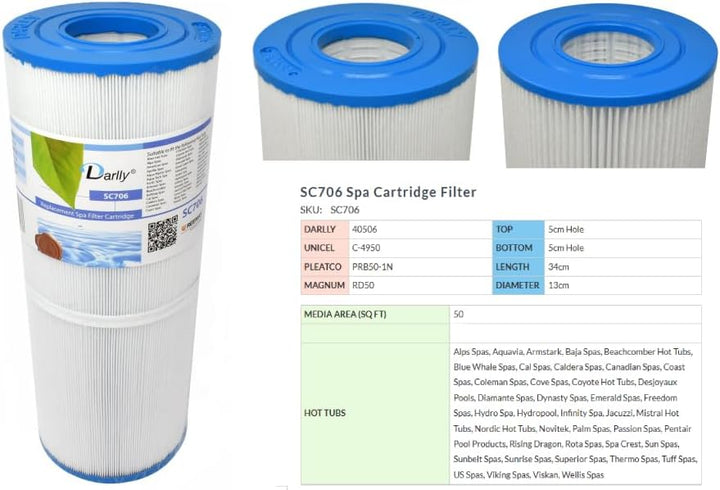 Whirlpool-Filter Unicel c4950 / C-4950 15,2 m Spa Kartusche Pleatco PRB501N Darlly 40506 für Arktis,