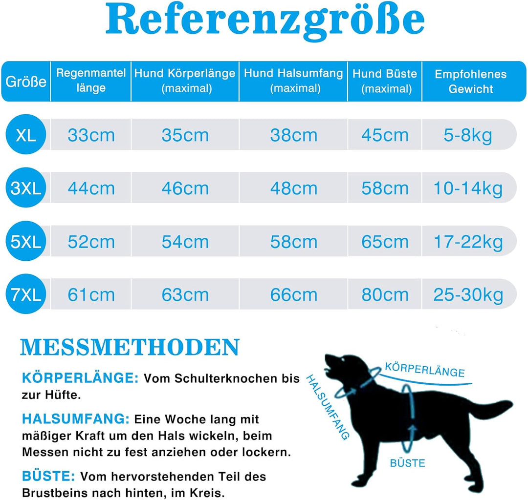 WUFANC Hunderegenmantel, Regenmantel Hund Wasserdicht mit Transparenter Kapuze, Regenjacke Hund mit