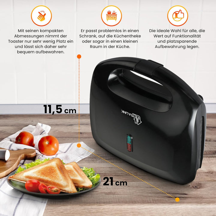Extralink Sandwichmaker, Toaster Sandwichtoaster 750W - Sandwichtoaster mit Rutschfesten Füssen, Iso
